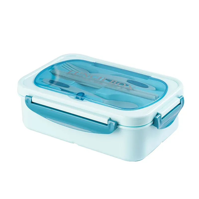Boîte à déjeuner portable à compartiments pour enfants et étudiants, boîte Bento de bureau avec fourchette et cuillère, récipient de conservation des aliments compatible micro-ondes pour pique-nique 8