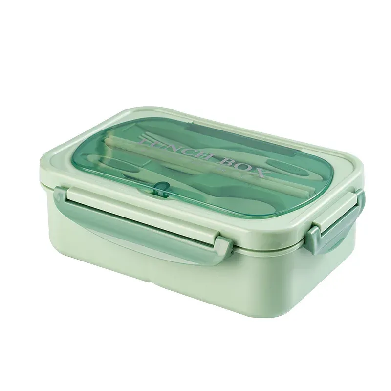 Boîte à déjeuner portable à compartiments pour enfants et étudiants, boîte Bento de bureau avec fourchette et cuillère, récipient de conservation des aliments compatible micro-ondes pour pique-nique 10