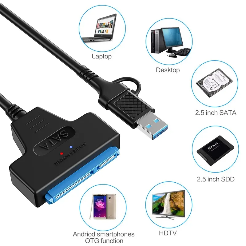 Adaptateur de disque dur USB 3.0 vers SATA III en situation