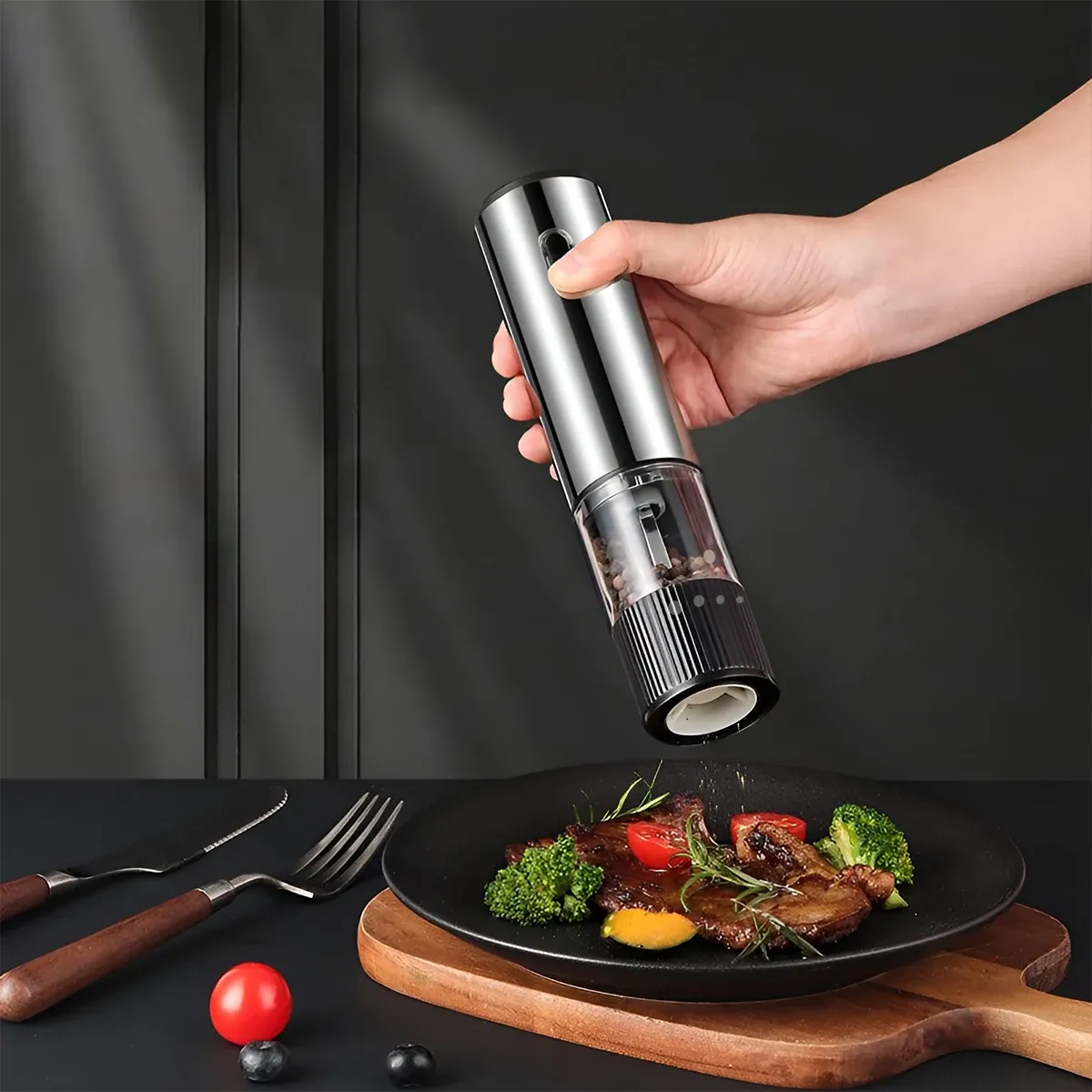 Moulin à poivre électrique rechargeable USB-C, batterie 500 mAh, 5 niveaux de réglage de la mouture 2