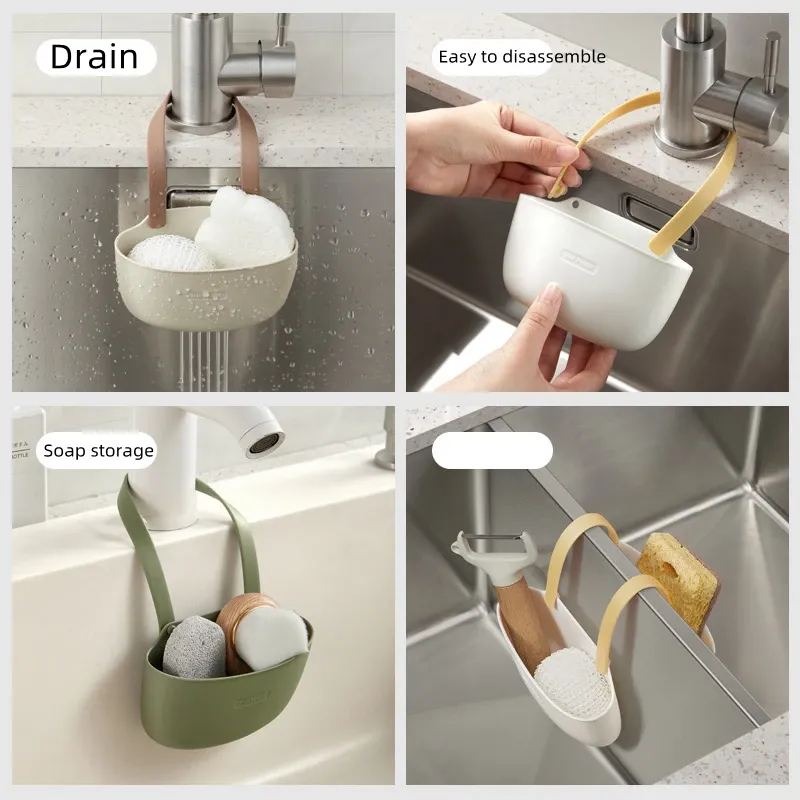 Éponges d'évier de cuisine en silicone, porte-savon, salle de bains, vidange de vaisselle, panier d'eau, rangement, support de séchage, organisateur d'accessoires 3