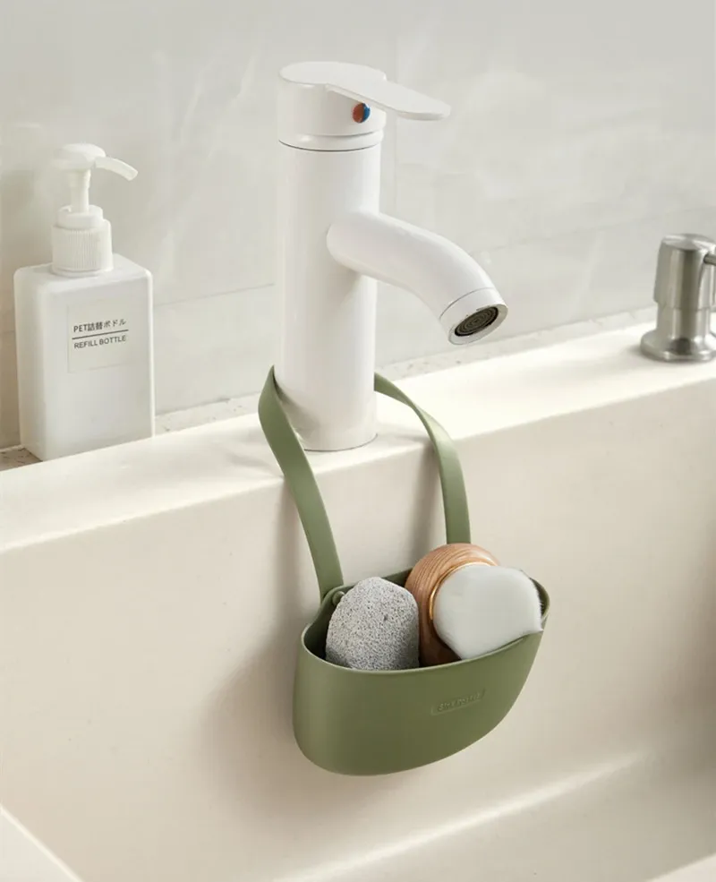 Éponges d'évier de cuisine en silicone, porte-savon, salle de bains, vidange de vaisselle, panier d'eau, rangement, support de séchage, organisateur d'accessoires 5