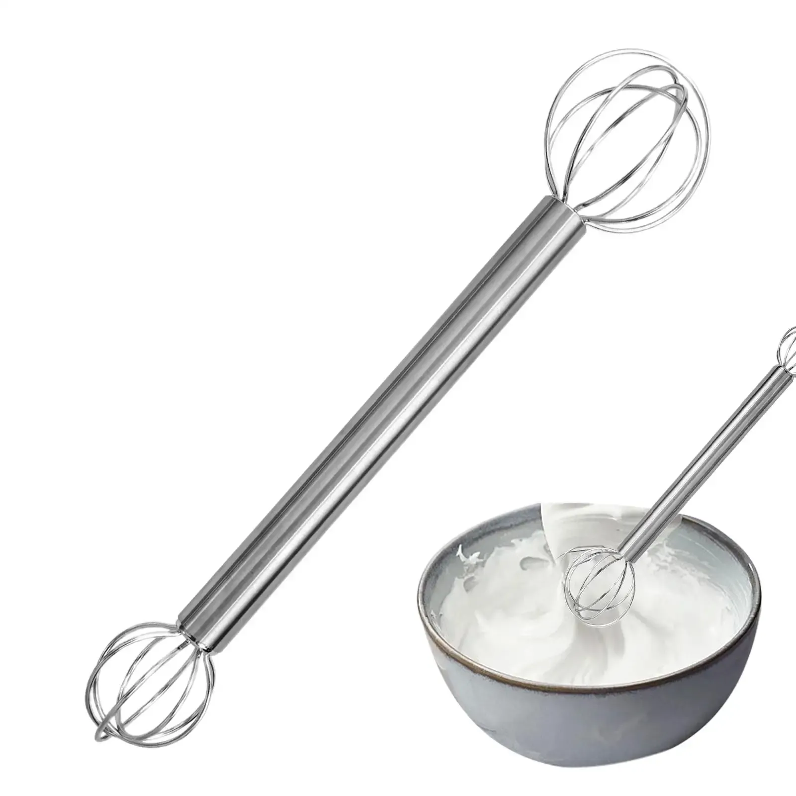 Bâton mélangeur Miso en acier inoxydable 304, fouet à main double tête, cuillère à mélanger, ustensile de cuisine - Image 1