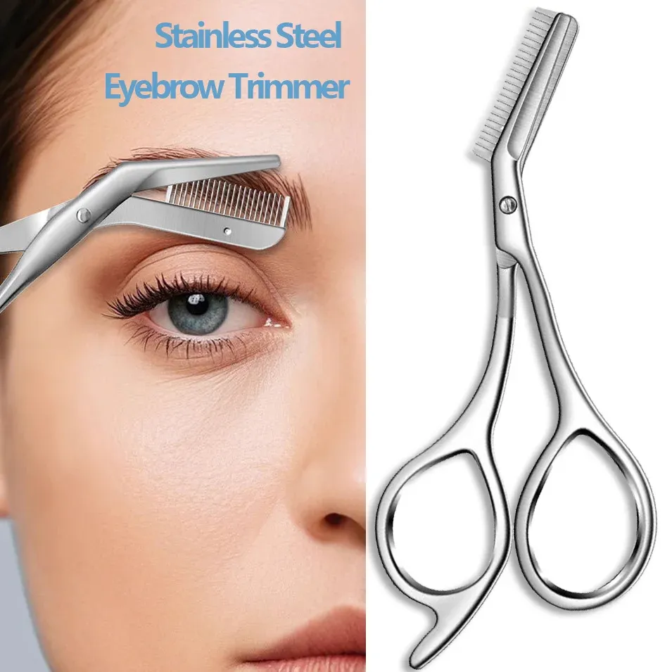Ciseaux à sourcils avec peigne, lame de précision en acier inoxydable pour un toilettage sûr et facile 1