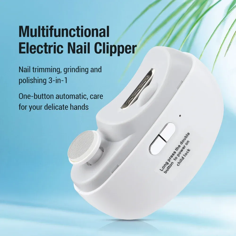 Coupe-ongles électrique avec fonction meulage et polissage, éclairage intégré, rechargeable, pour bébé et adulte