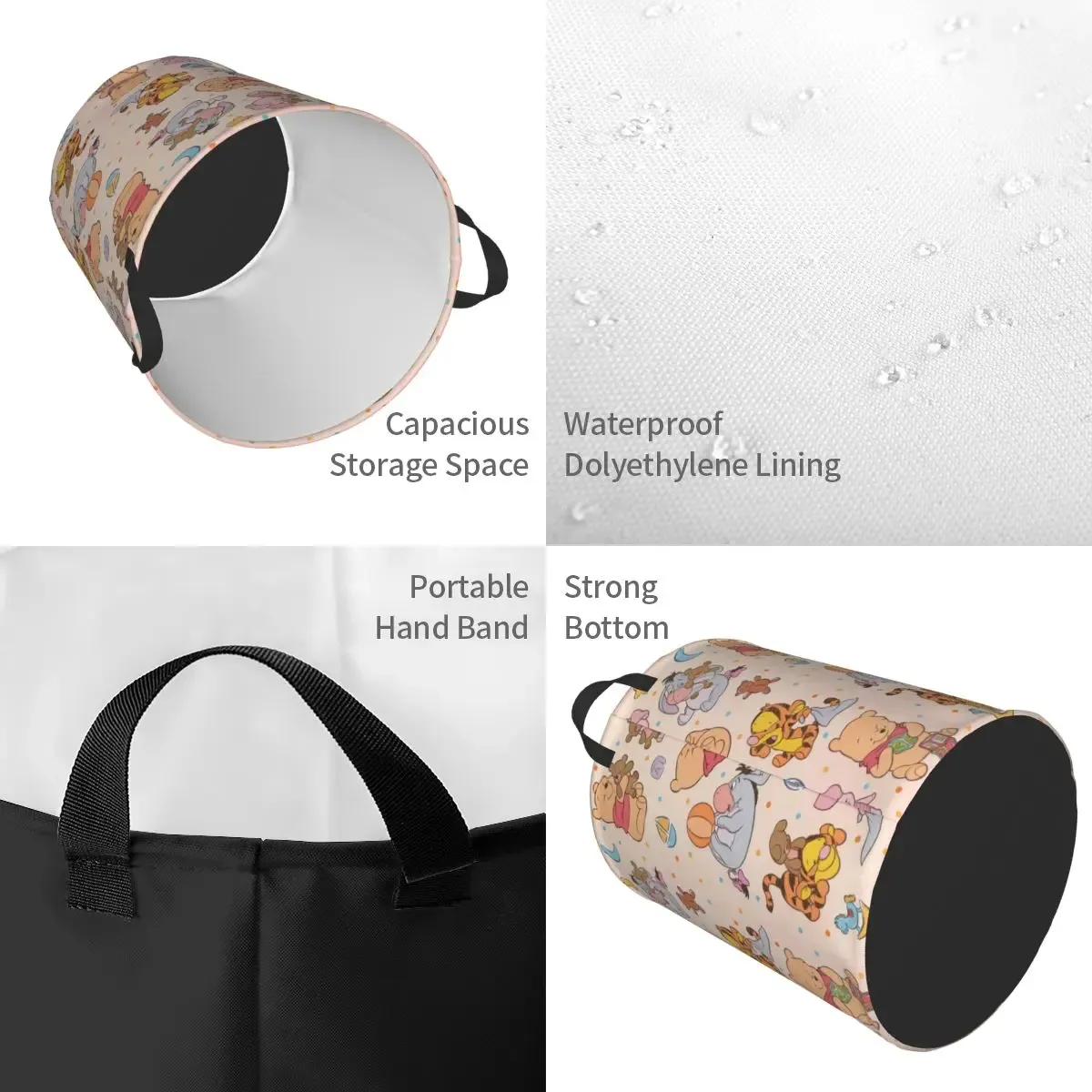 Panier à linge personnalisé Winnie l'Ourson, grand bac de rangement pliable pour vêtements, panier pour bébé 4