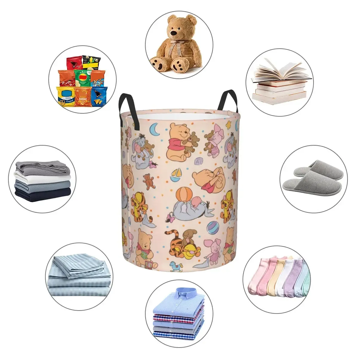 Panier à linge personnalisé Winnie l'Ourson, grand bac de rangement pliable pour vêtements, panier pour bébé 5