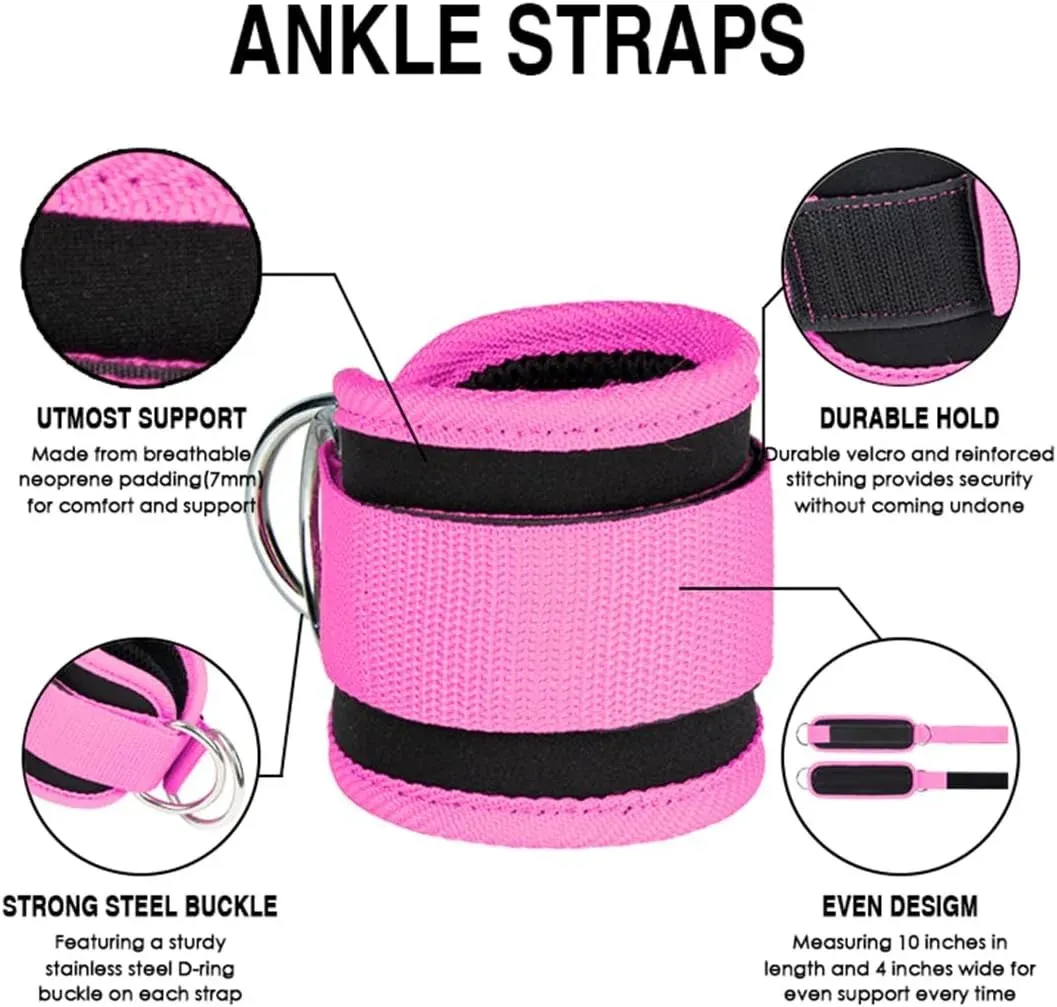 Sangles de cheville réglables avec anneau en D pour machine à câbles, attelle d'entraînement pour le fitness et la gymnastique 3