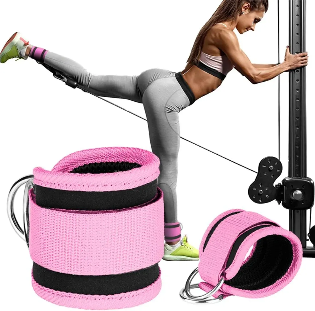 Sangles de cheville réglables avec anneau en D pour machine à câbles, attelle d'entraînement pour le fitness et la gymnastique 2