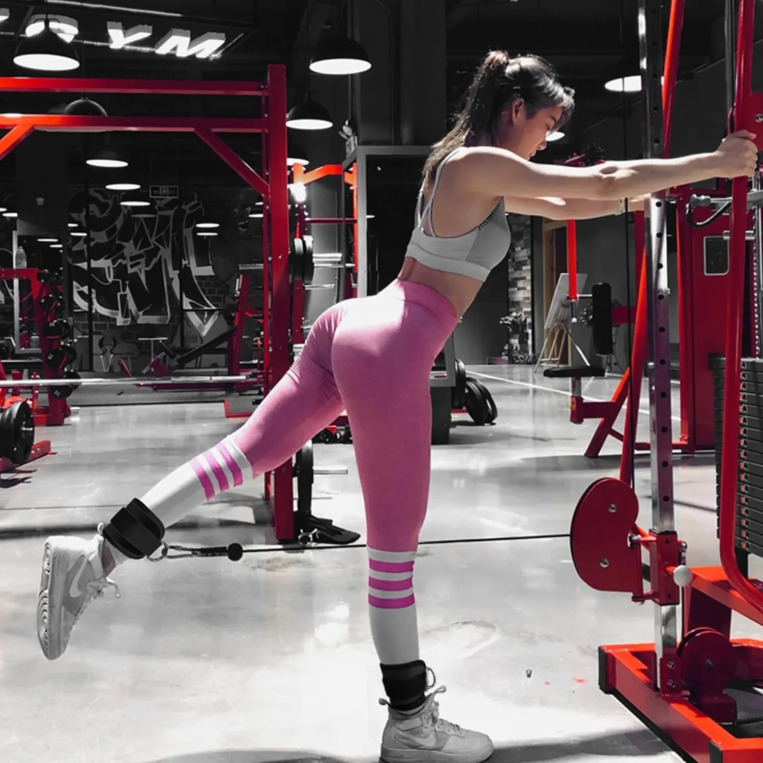 Sangles de cheville réglables avec anneau en D pour machine à câbles, attelle d'entraînement pour le fitness et la gymnastique 4