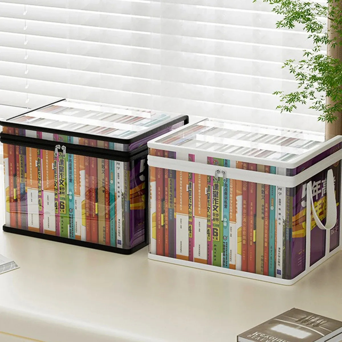 Boîte de rangement pliable et imperméable en PVC pour livres, grande capacité et portable - Image 1
