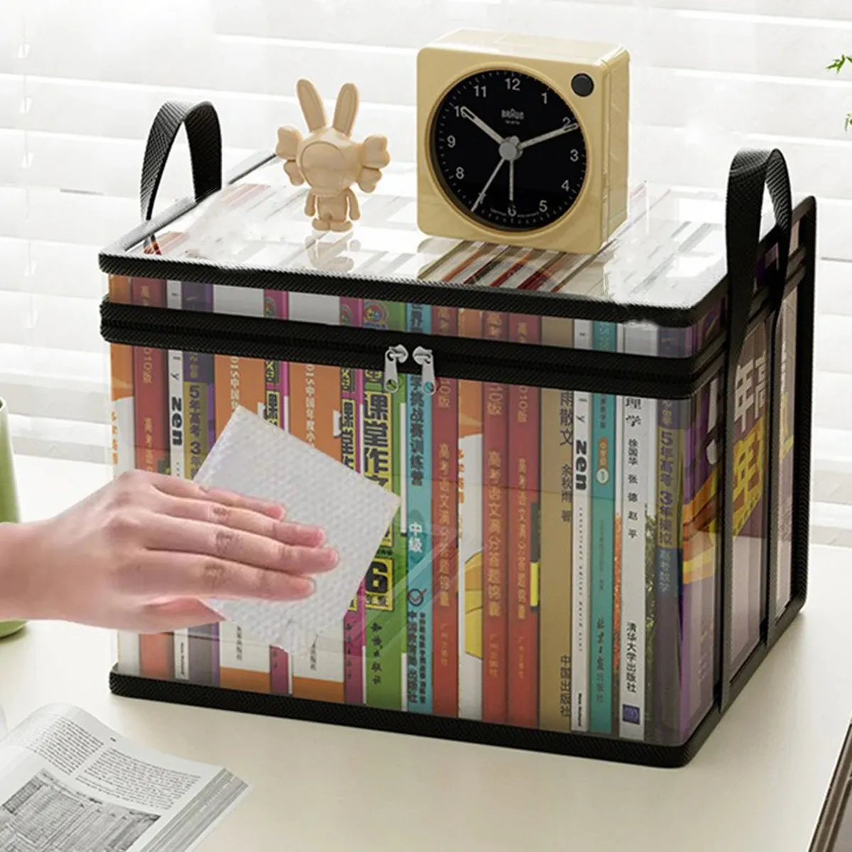 Boîte de rangement pliable et imperméable en PVC pour livres, grande capacité et portable 3
