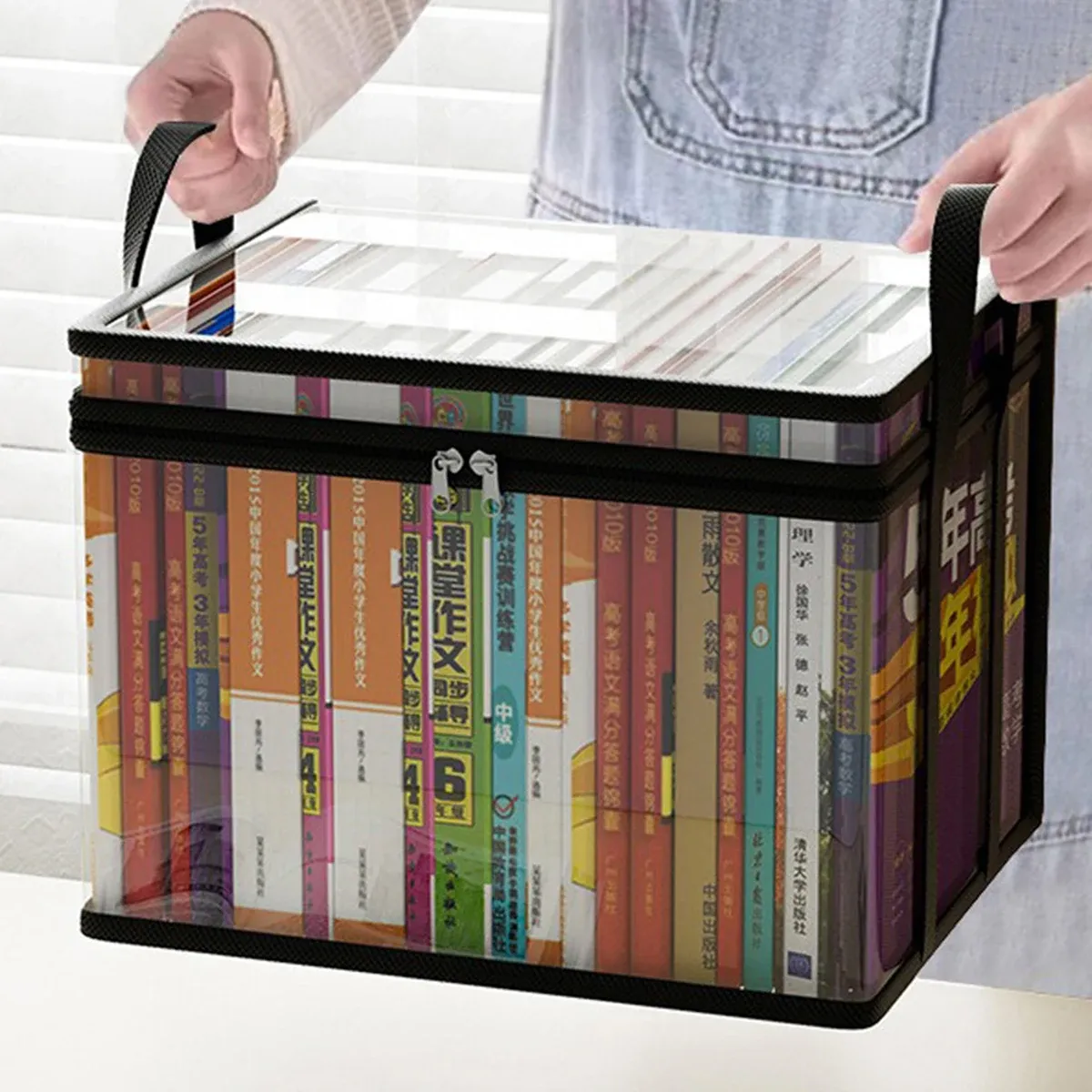 Boîte de rangement pliable et imperméable en PVC pour livres, grande capacité et portable 5