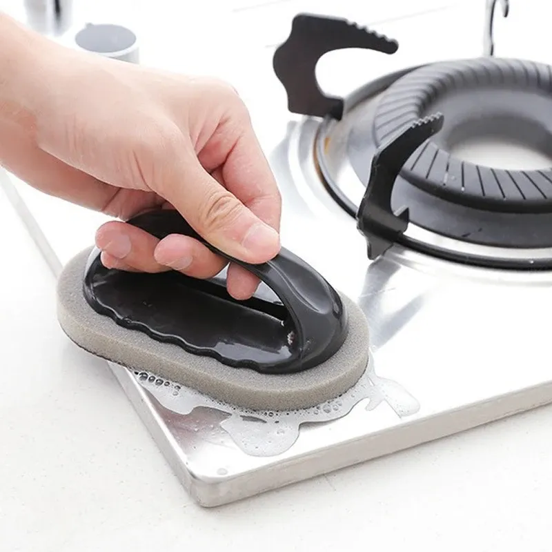 Éponge magique à l'émeri avec brosse, nettoyeur multi-usages pour cuisine et salle de bain, élimine la rouille et les traces tenaces, outil de nettoyage avec poignée 4