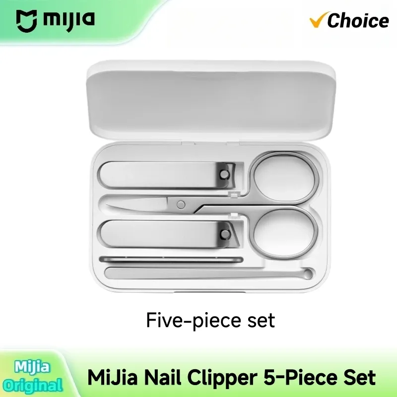 Ensemble Mijia 5 pièces pour soin des pieds et des mains : coupe-ongles, lime à ongles et cure-oreilles