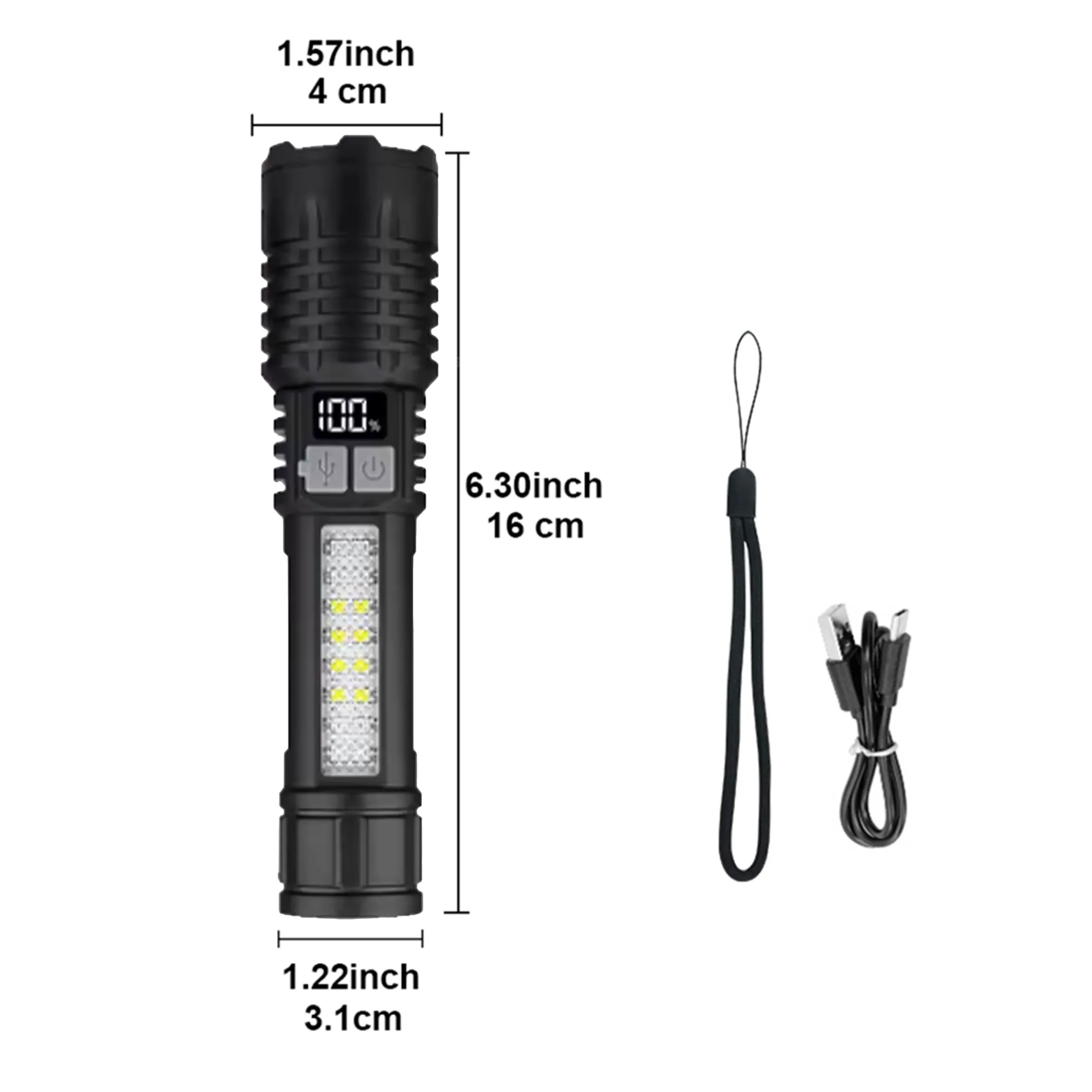 Lampe torche tactique LED rechargeable ultra puissante 10000W, super lumineuse, modèle 2026 pour aventure en plein air, pêche et camping 8