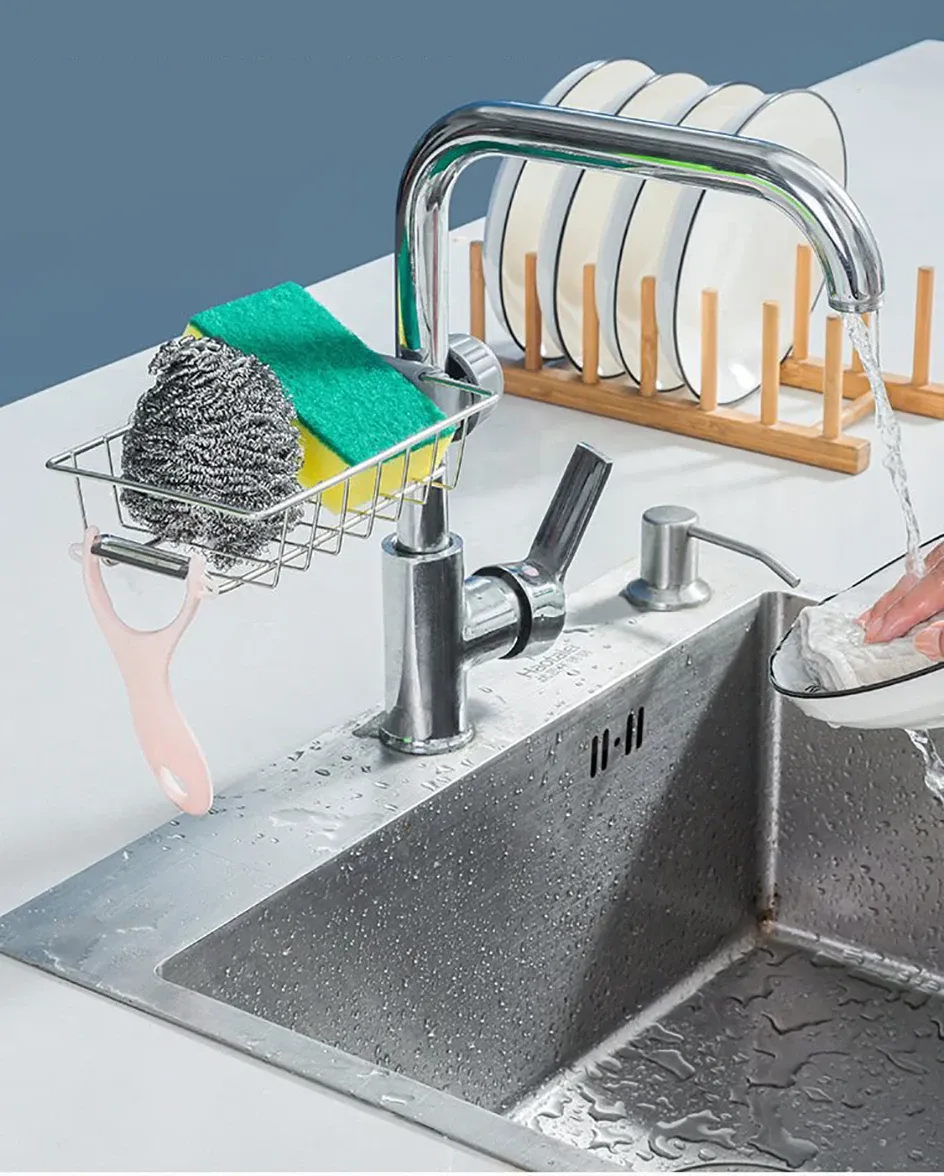 Support d'éponge pour robinet de cuisine en situation