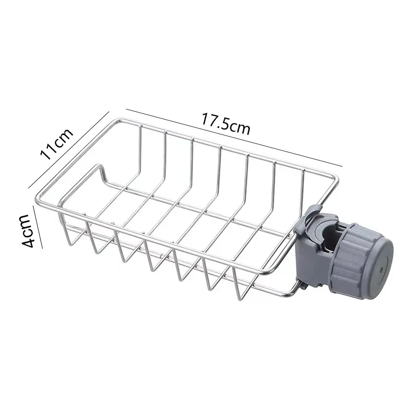 Égouttoir d'évier de cuisine avec range-éponge, porte-robinet flexible et porte-savon 11