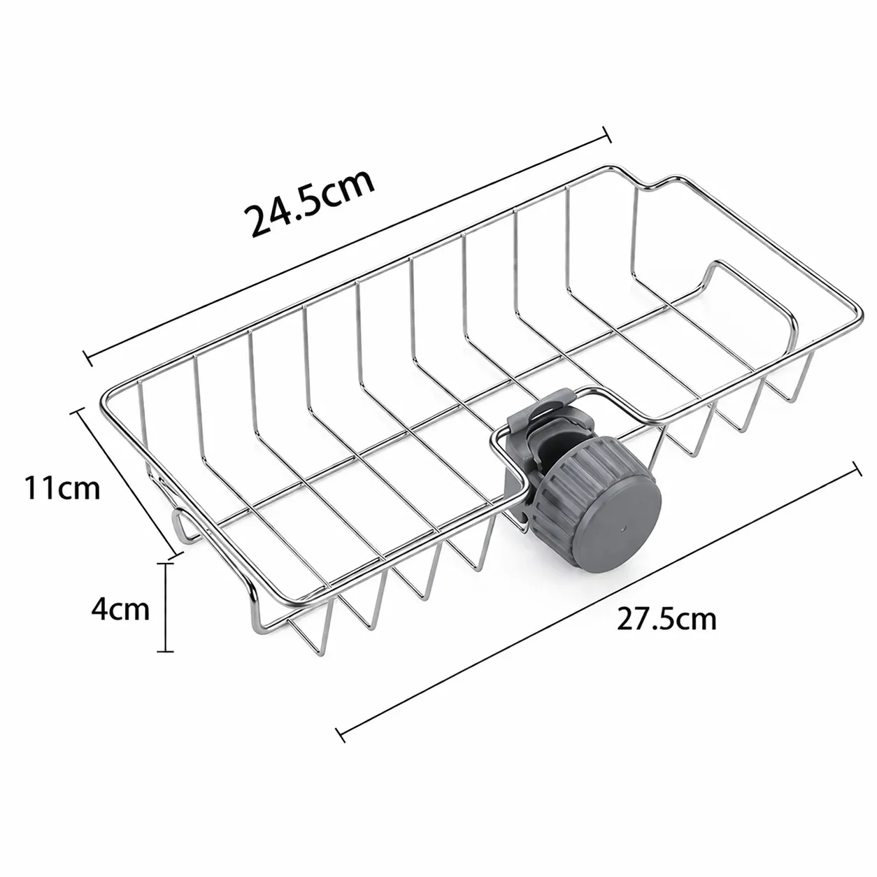 Égouttoir d'évier de cuisine avec range-éponge, porte-robinet flexible et porte-savon 7