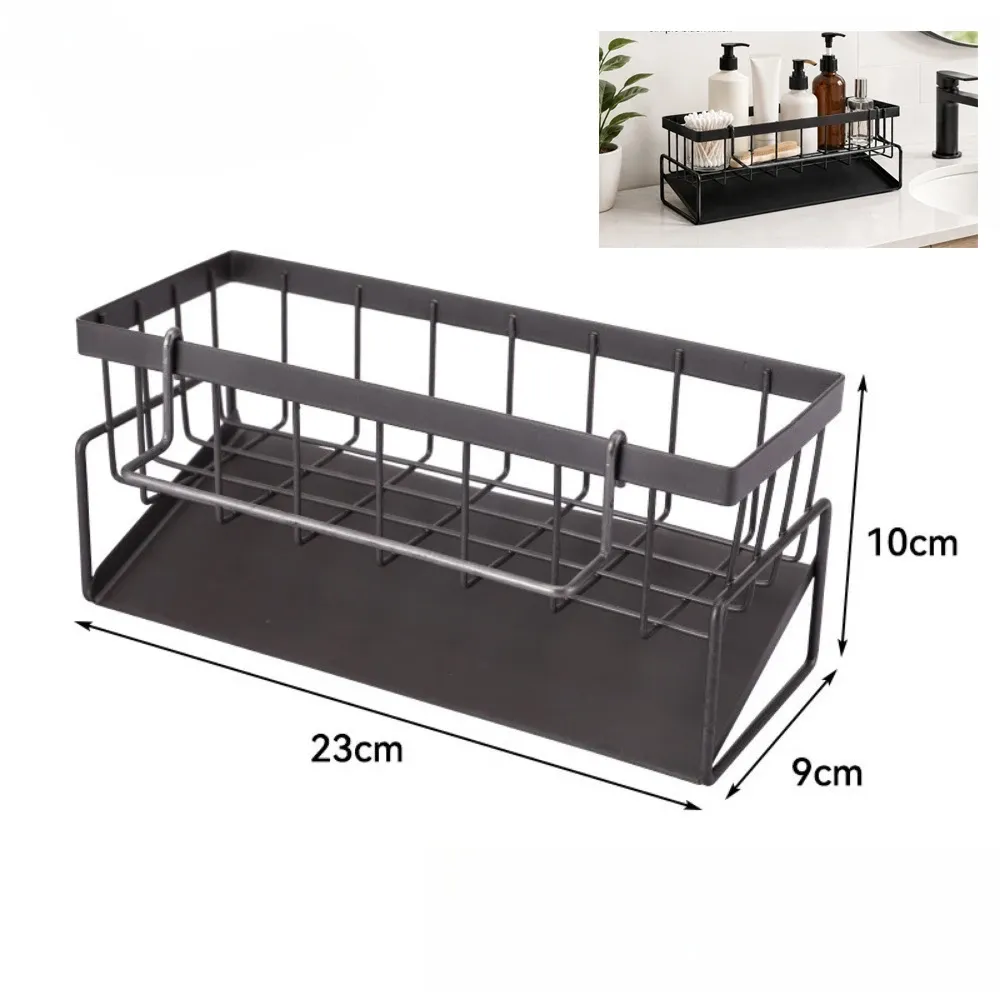 Égouttoir d'évier de cuisine avec range-éponge, porte-robinet flexible et porte-savon 12
