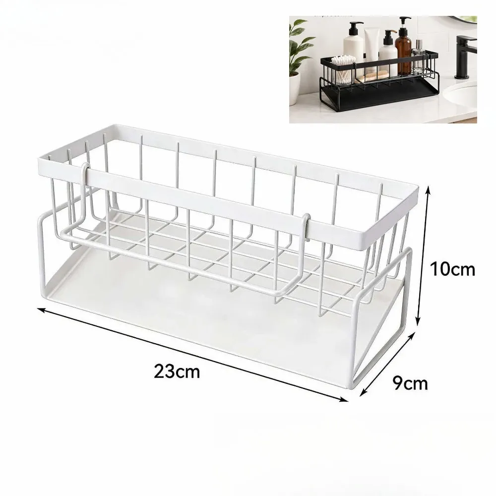 Égouttoir d'évier de cuisine avec range-éponge, porte-robinet flexible et porte-savon 9