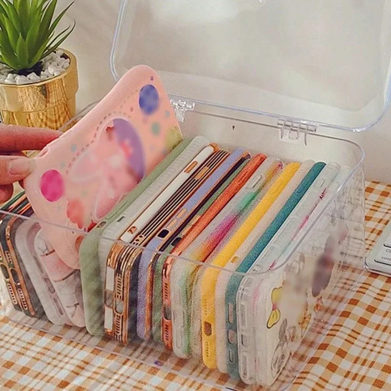 Boîte de rangement pour bijoux, 1 pièce, boîte transparente à couvercle rabattable anti-poussière, adaptée aux pinces à cheveux, élastiques et organisateur de bureau 3