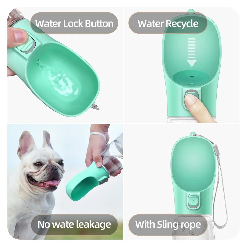 Gourde portable pour chien, pour petits et grands chiens et chats, pour l'extérieur, étanche, avec gamelle intégrée, pour Chihuahua et Bouledogue français 5