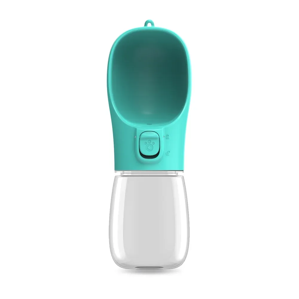 Gourde portable pour chien présentée sous plusieurs angles