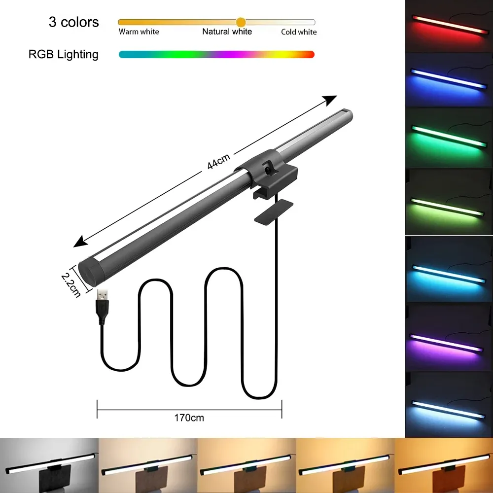 Barre lumineuse RGB LED pour écran d'ordinateur, éclairage d'ambiance à intensité variable 9