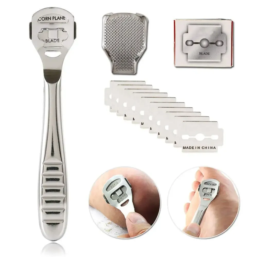 Rasoir à callosités en acier inoxydable avec 10 lames, pour mains et pieds 4