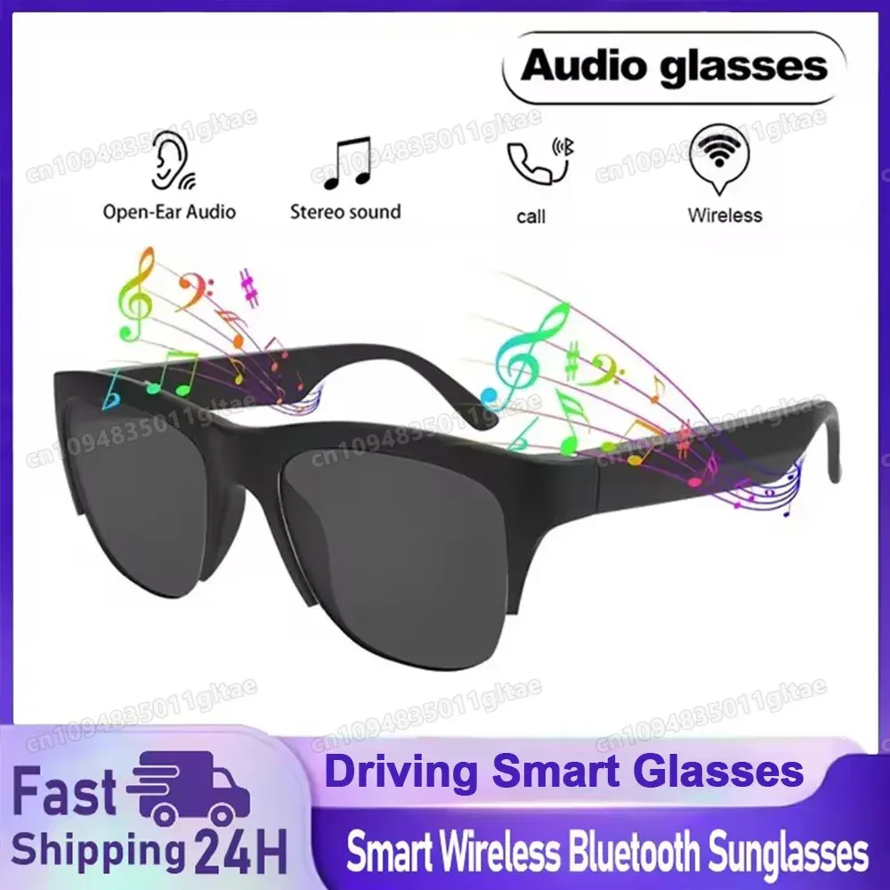 Lunettes de soleil intelligentes Bluetooth 5.3 avec écouteurs de sport, audio HiFi, commande tactile, protection anti-UV, unisexe, HT30 - Image 1