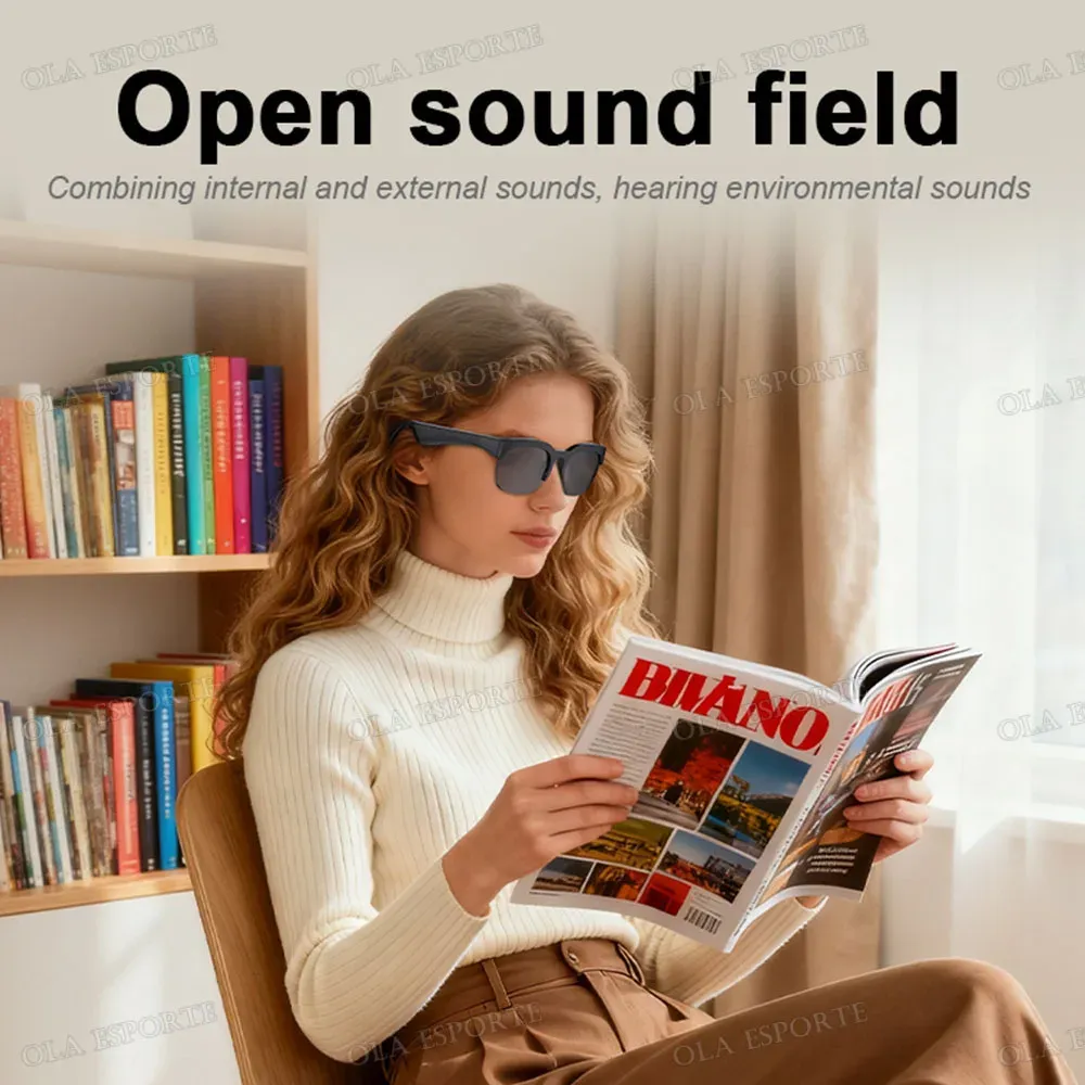 Lunettes de soleil intelligentes Bluetooth 5.3 avec écouteurs de sport, audio HiFi, commande tactile, protection anti-UV, unisexe, HT30 2