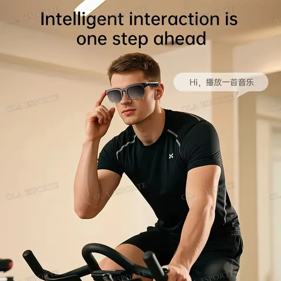 Lunettes de soleil intelligentes Bluetooth 5.3 avec écouteurs de sport, audio HiFi, commande tactile, protection anti-UV, unisexe, HT30 5