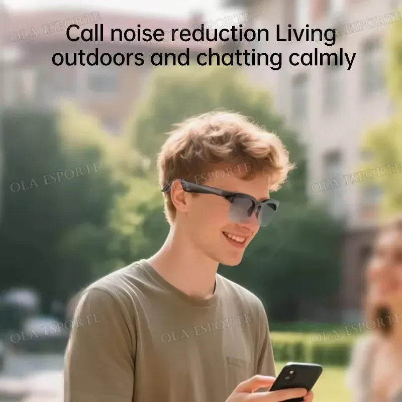 Lunettes de soleil intelligentes Bluetooth 5.3 avec écouteurs de sport, audio HiFi, commande tactile, protection anti-UV, unisexe, HT30 6