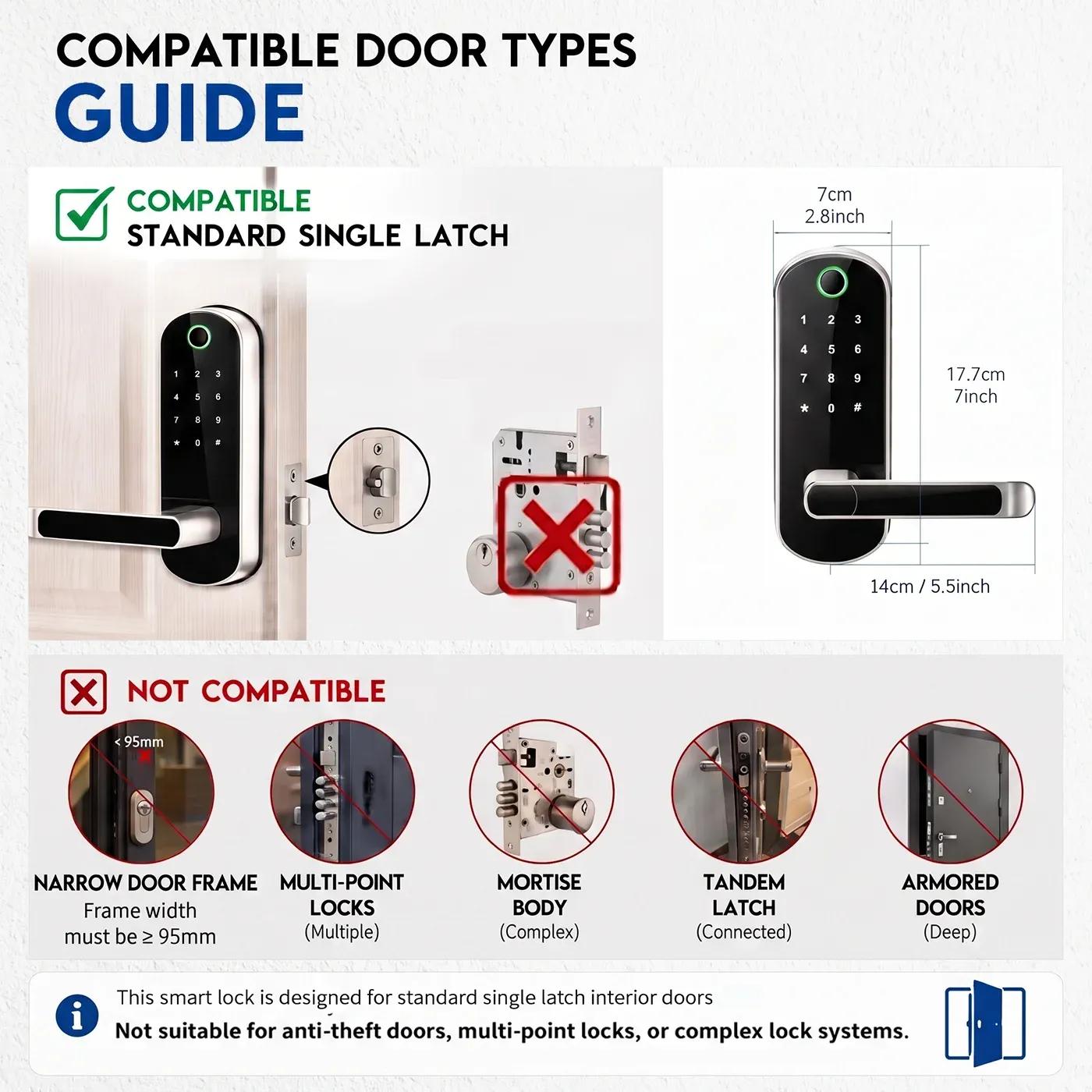 Serrure de porte intelligente à empreintes digitales NDavid, sans clé, WiFi, écran tactile, étanche IP67, avec 2 cartes IC et contrôle par application 3