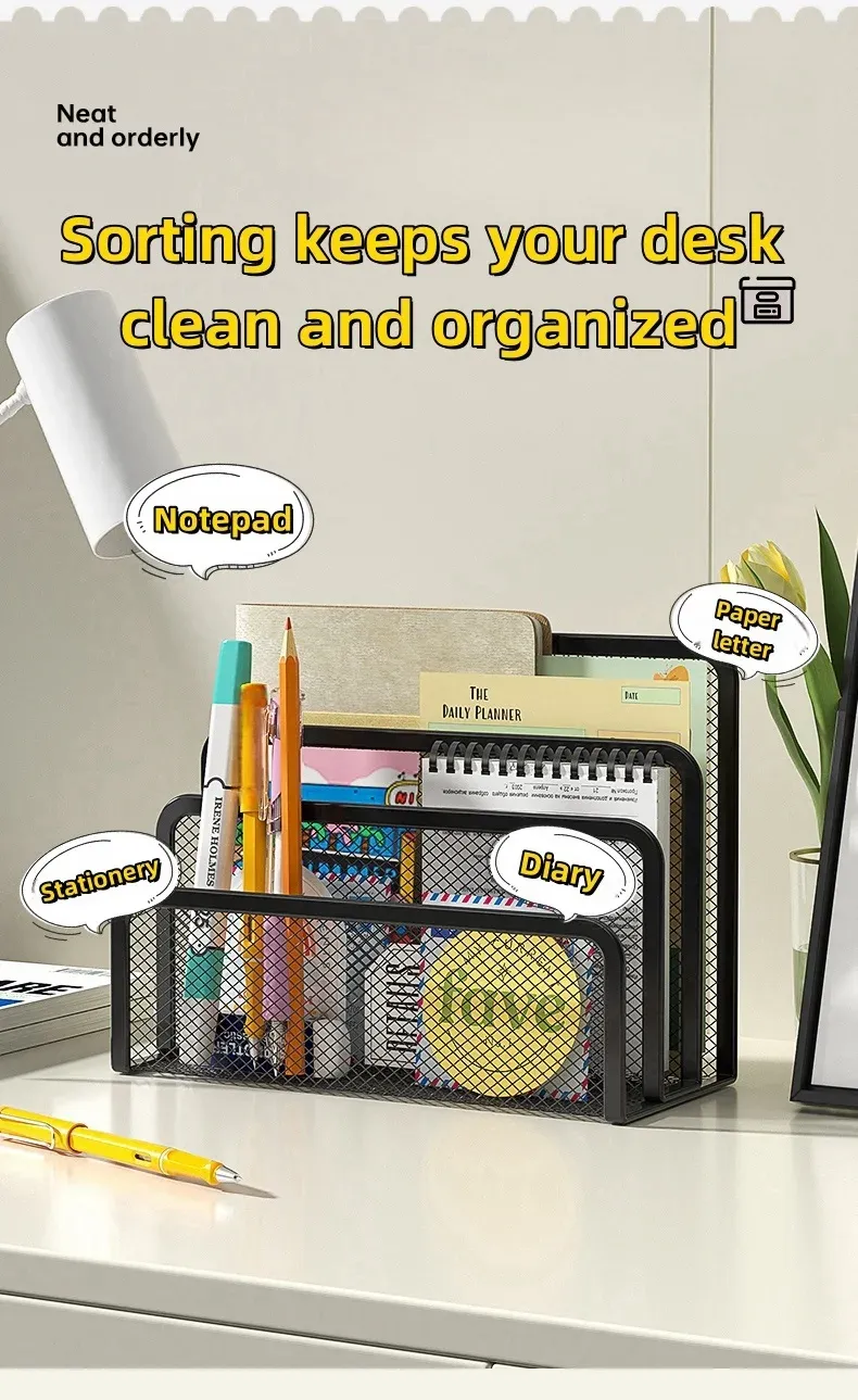 Organisateur de papier pour bureau, vue rapprochée