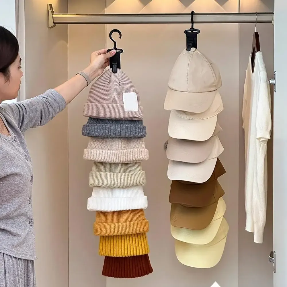 Porte-chapeaux suspendu pour armoire avec pinces de rangement, organisateur et présentoir pour casquettes de baseball, pour porte de placard et chambre 2
