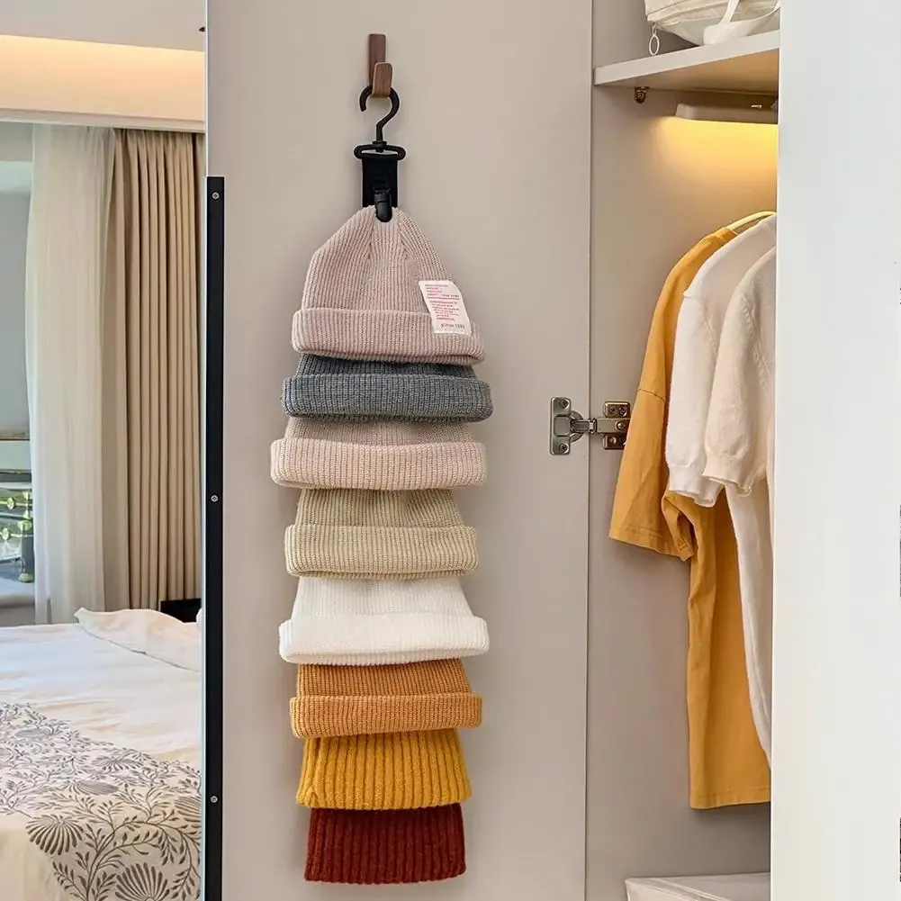 Porte-chapeaux suspendu pour armoire avec pinces de rangement, organisateur et présentoir pour casquettes de baseball, pour porte de placard et chambre 3
