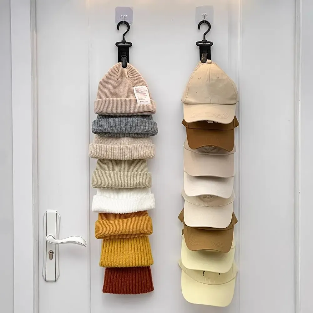 Porte-chapeaux suspendu pour armoire avec pinces de rangement, organisateur et présentoir pour casquettes de baseball, pour porte de placard et chambre
