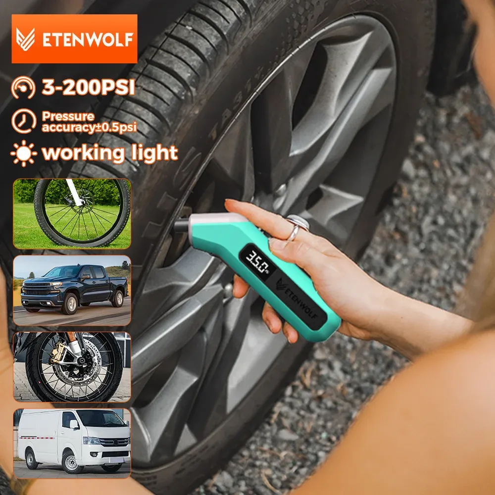 Manomètre numérique pour pneus ETENWOLF T300, 3 à 200 PSI, calibré selon la norme ANSI B40.7 Grade 2A, piles AAA - Image 1