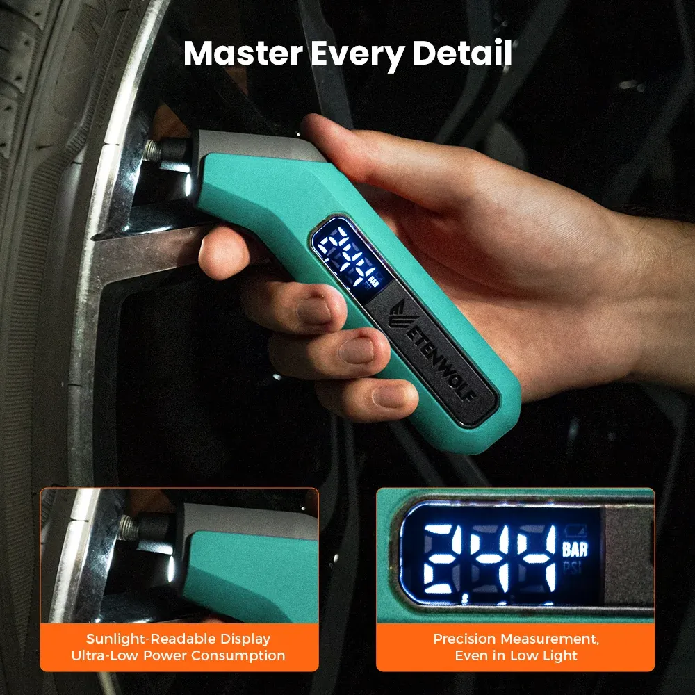 Manomètre numérique pour pneus ETENWOLF T300, 3 à 200 PSI, calibré selon la norme ANSI B40.7 Grade 2A, piles AAA 4