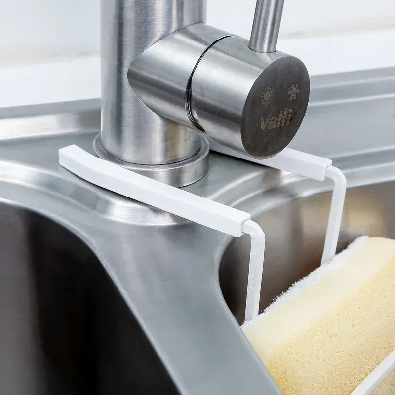 Support de séchage mural en métal pour évier de cuisine avec ventouse, pour éponge, savon, torchon et accessoires de rangement 4