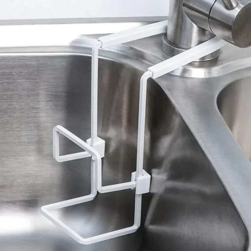 Support de séchage mural en métal pour évier de cuisine avec ventouse, pour éponge, savon, torchon et accessoires de rangement 5
