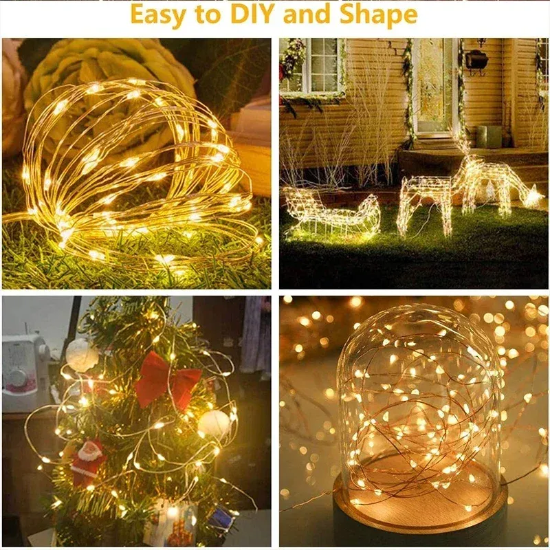 Guirlande lumineuse LED USB pour décoration de jardin, 3 m, 8 modes d'éclairage 5