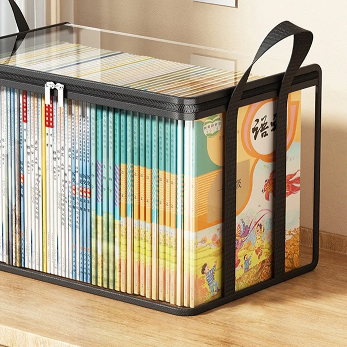 Boîte de rangement pliable et imperméable pour livres, organisateur de grande capacité pour étudiants, maison, école et dortoir, sac à livres portable en PVC