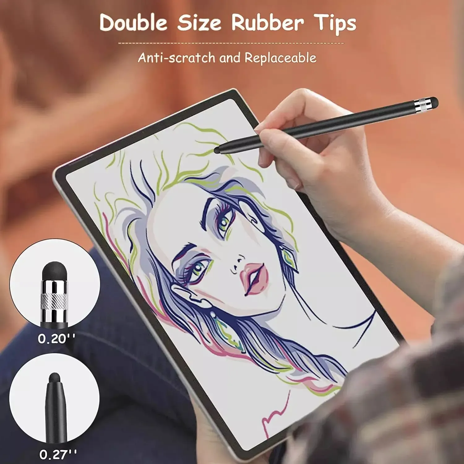 Stylet capacitif universel pour tablette, embout double en silicone, compatible iPad, Android, Samsung, Huawei, Lenovo et smartphones 6