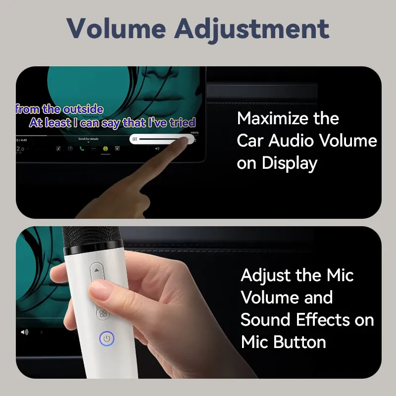 Microphone karaoké T1-Nach pour voiture, rechargeable, avec récepteur USB-A et USB-C, prêt à l'emploi sans appairage 4