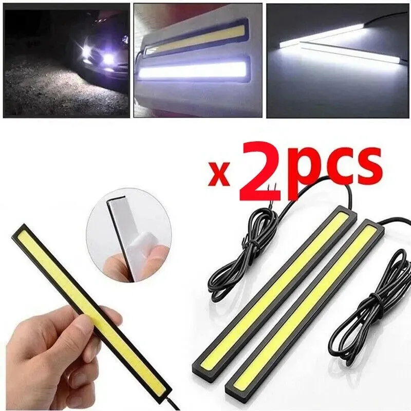 2 pièces feux de jour LED COB universels 17 cm, étanches, style automobile, feux de jour (DRL) antibrouillard, barre lumineuse