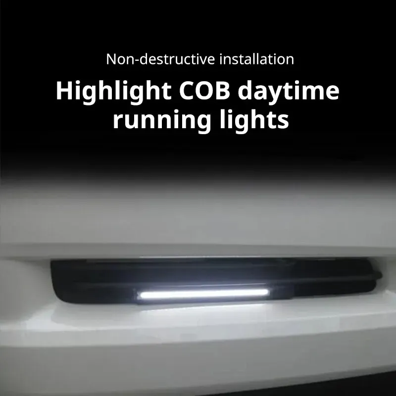 2 pièces feux de jour LED COB universels 17 cm, étanches, style automobile, feux de jour (DRL) antibrouillard, barre lumineuse 4