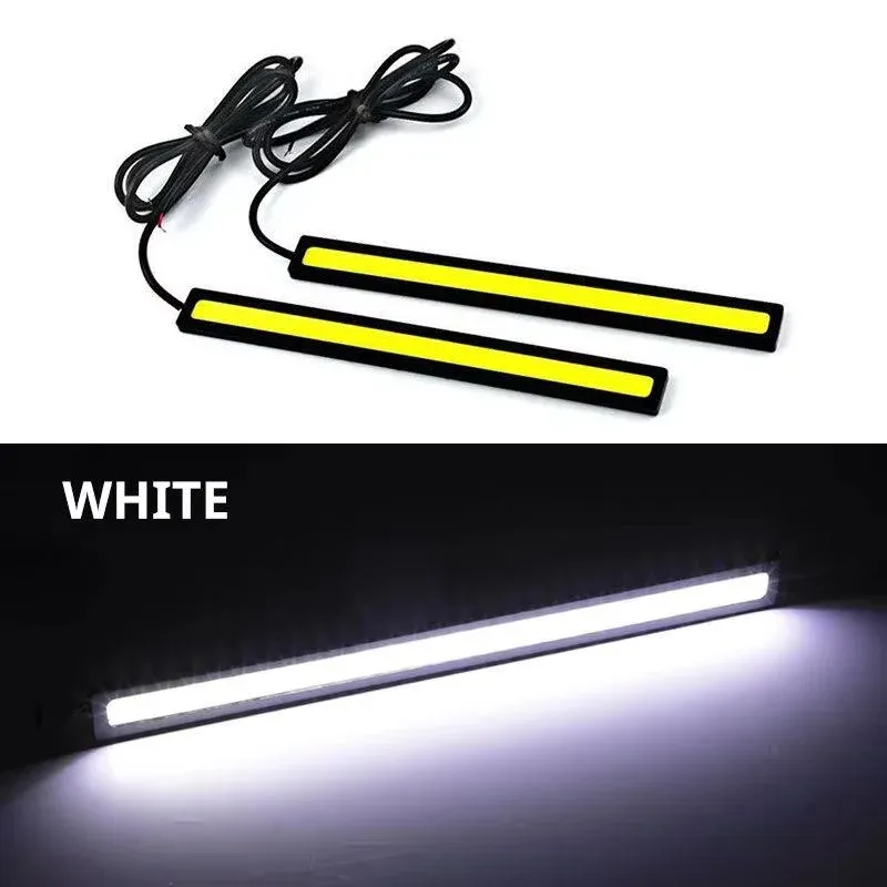2 pièces feux de jour LED COB universels 17 cm, étanches, style automobile, feux de jour (DRL) antibrouillard, barre lumineuse 7